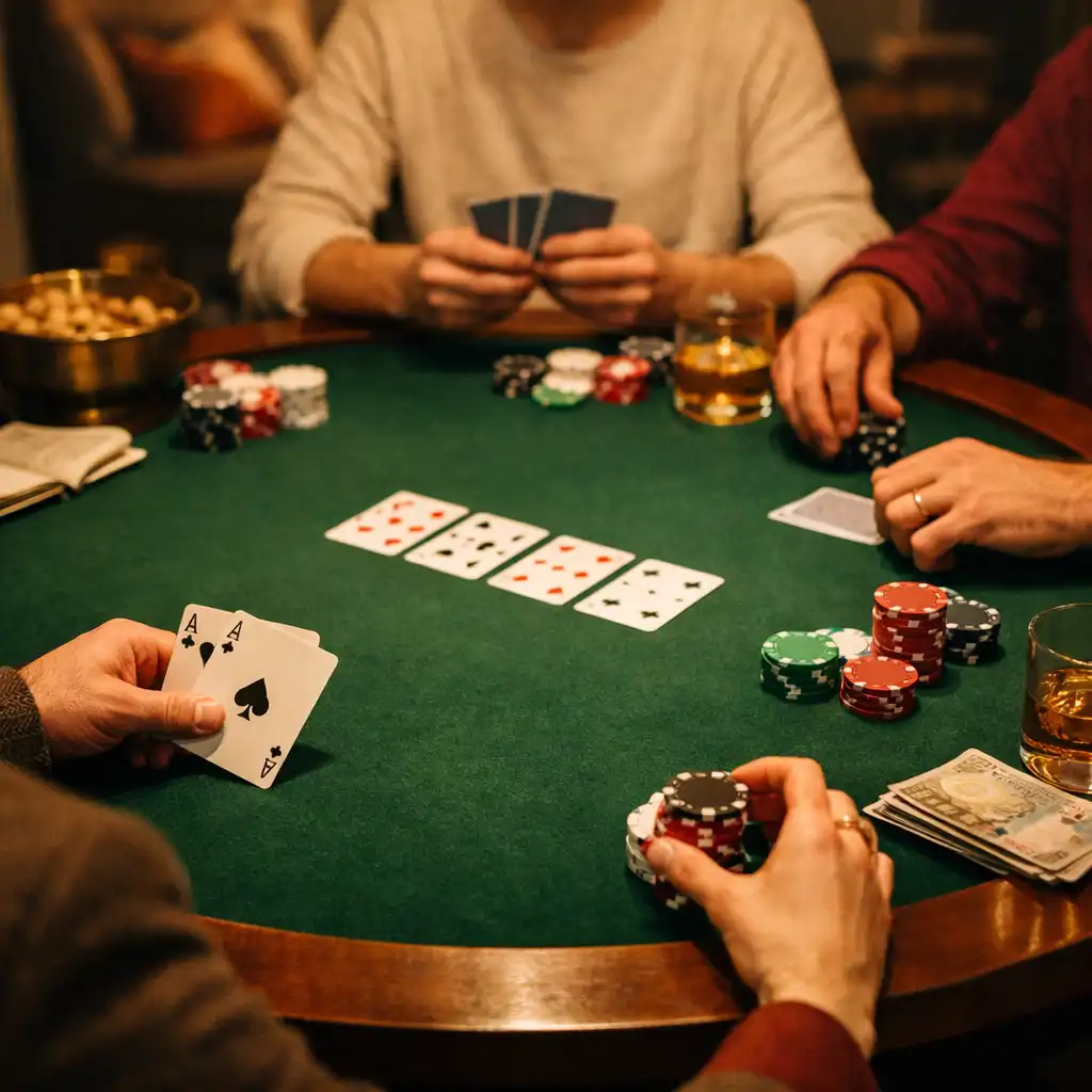 Fizikai pokerasztal egy személyes card lounge-esten